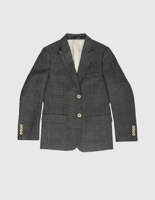 Men's Charcoal Plaid Textured 2PC Suit