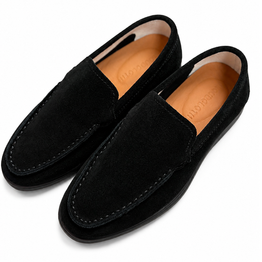 Men’s Black Leather Slip-On Casual Dress Shoes
