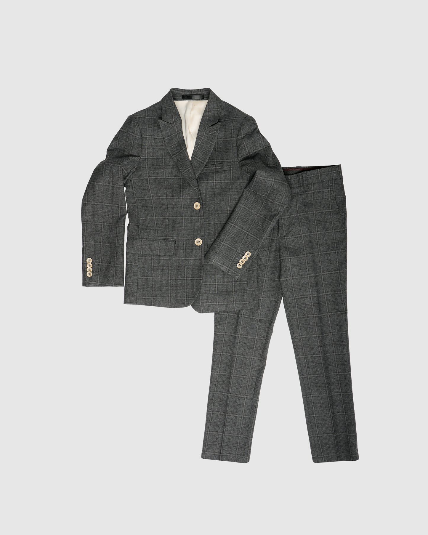 Men's Charcoal Plaid Textured 2PC Suit