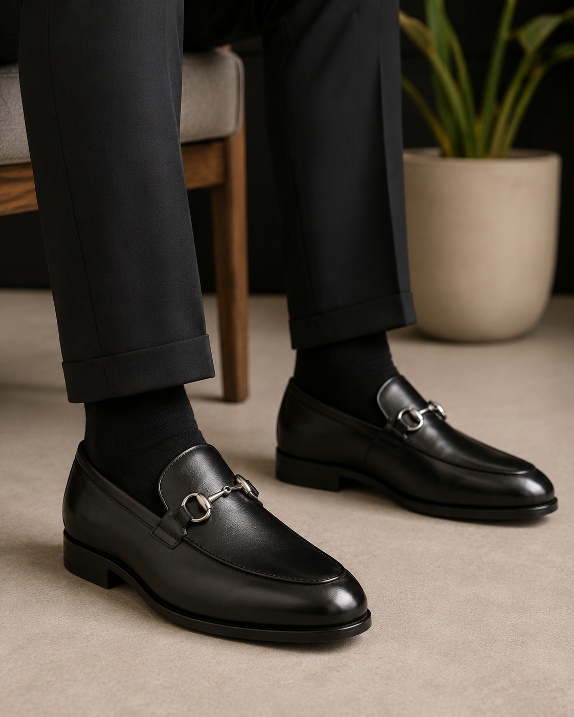 Men's Classic Slip-On Dress Black Leather Shoes2