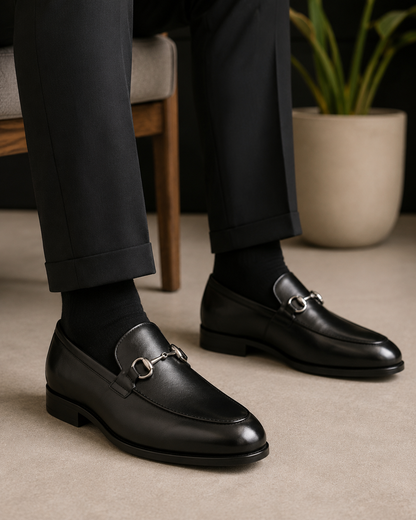 Men's Classic Slip-On Dress Black Leather Shoes2