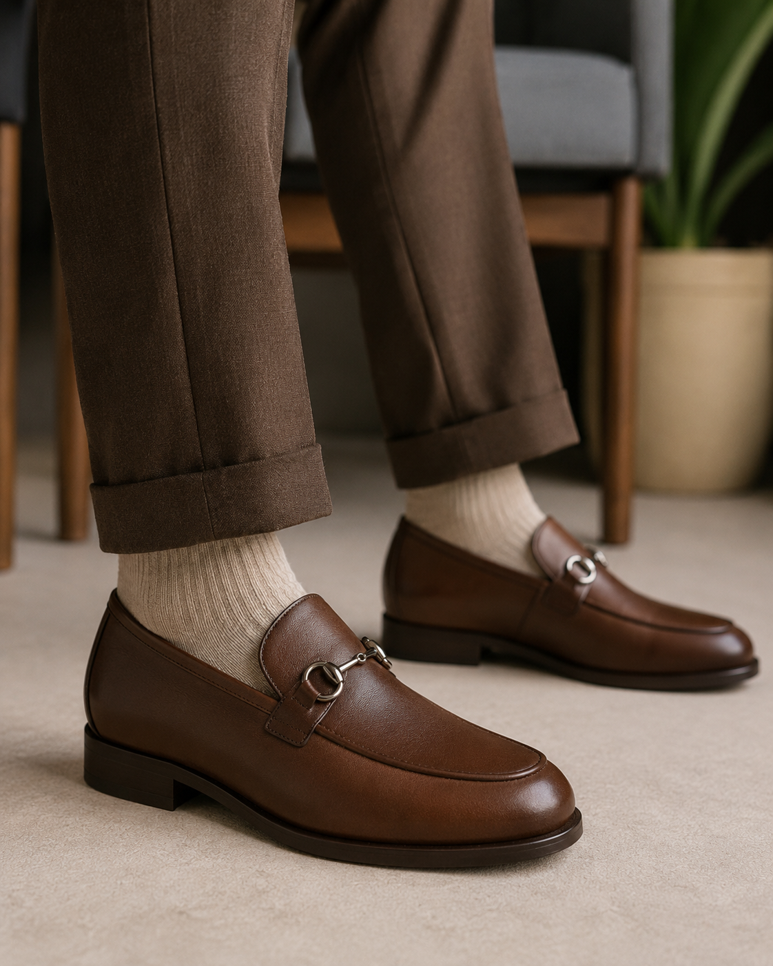 Men's Classic Slip-On Dress Brown Leather Shoes2