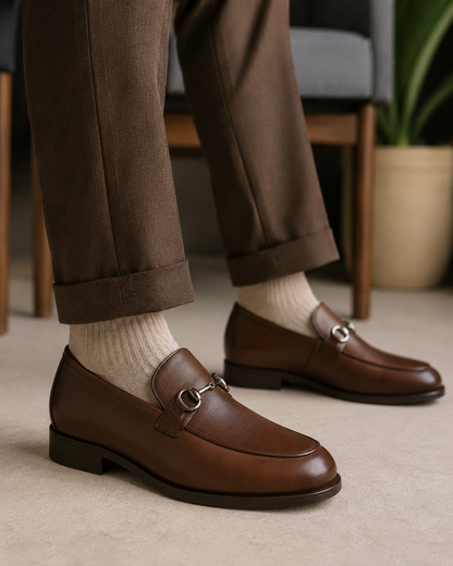 Men's Classic Slip-On Dress Brown Leather Shoes2