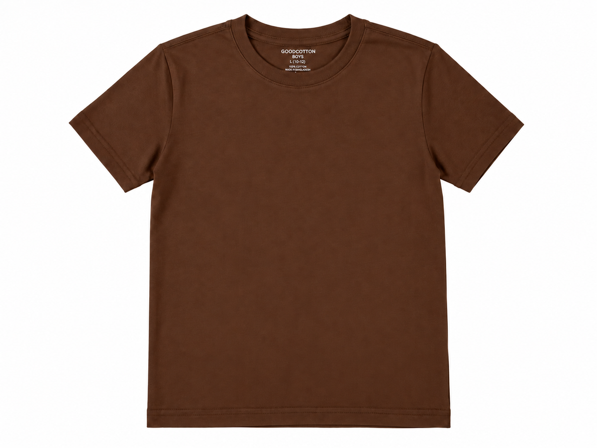 A brown short-sleeve crewneck t-shirt by Dope Cotton Co., displayed flat against a solid white background.