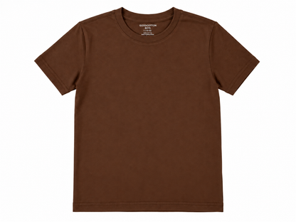 A brown short-sleeve crewneck t-shirt by Dope Cotton Co., displayed flat against a solid white background.