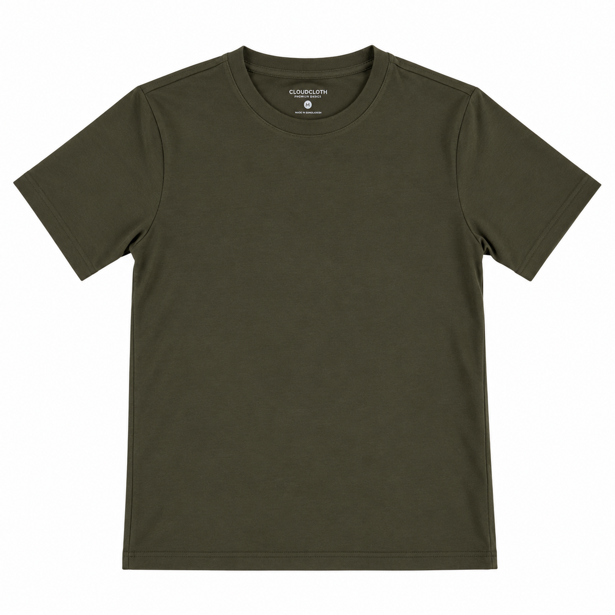 Men’s Luxe Short-Sleeve Crewneck Olive Green T-Shirt