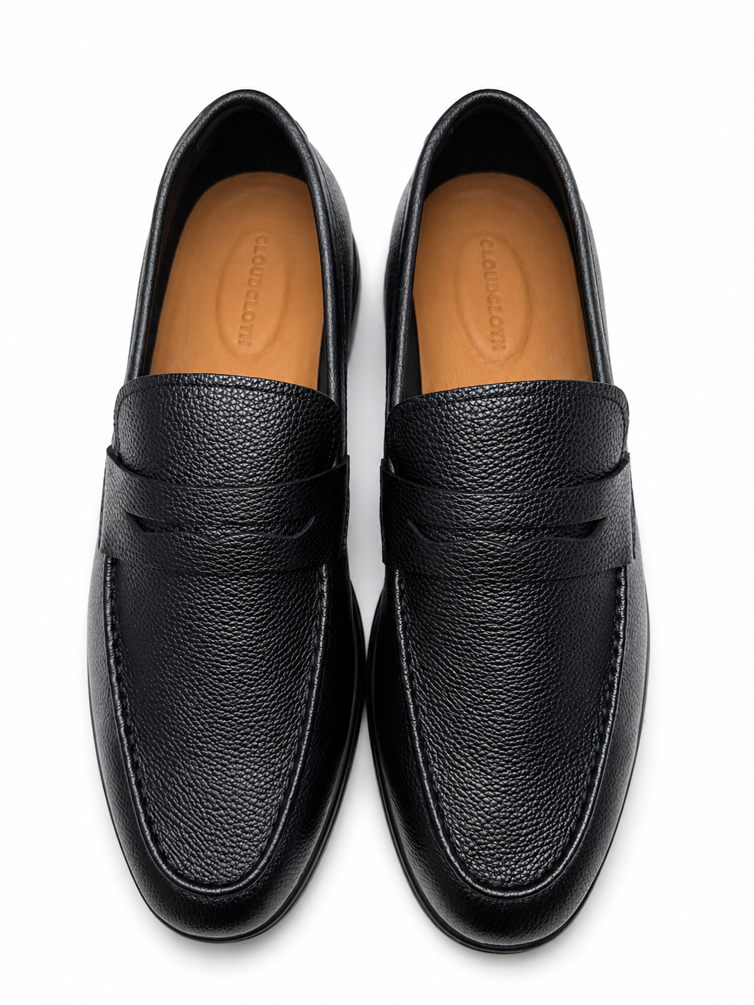 Men's black Pebble-Grain Leather Penny Loafers Shoes1