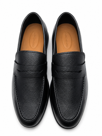 Men's black Pebble-Grain Leather Penny Loafers Shoes1