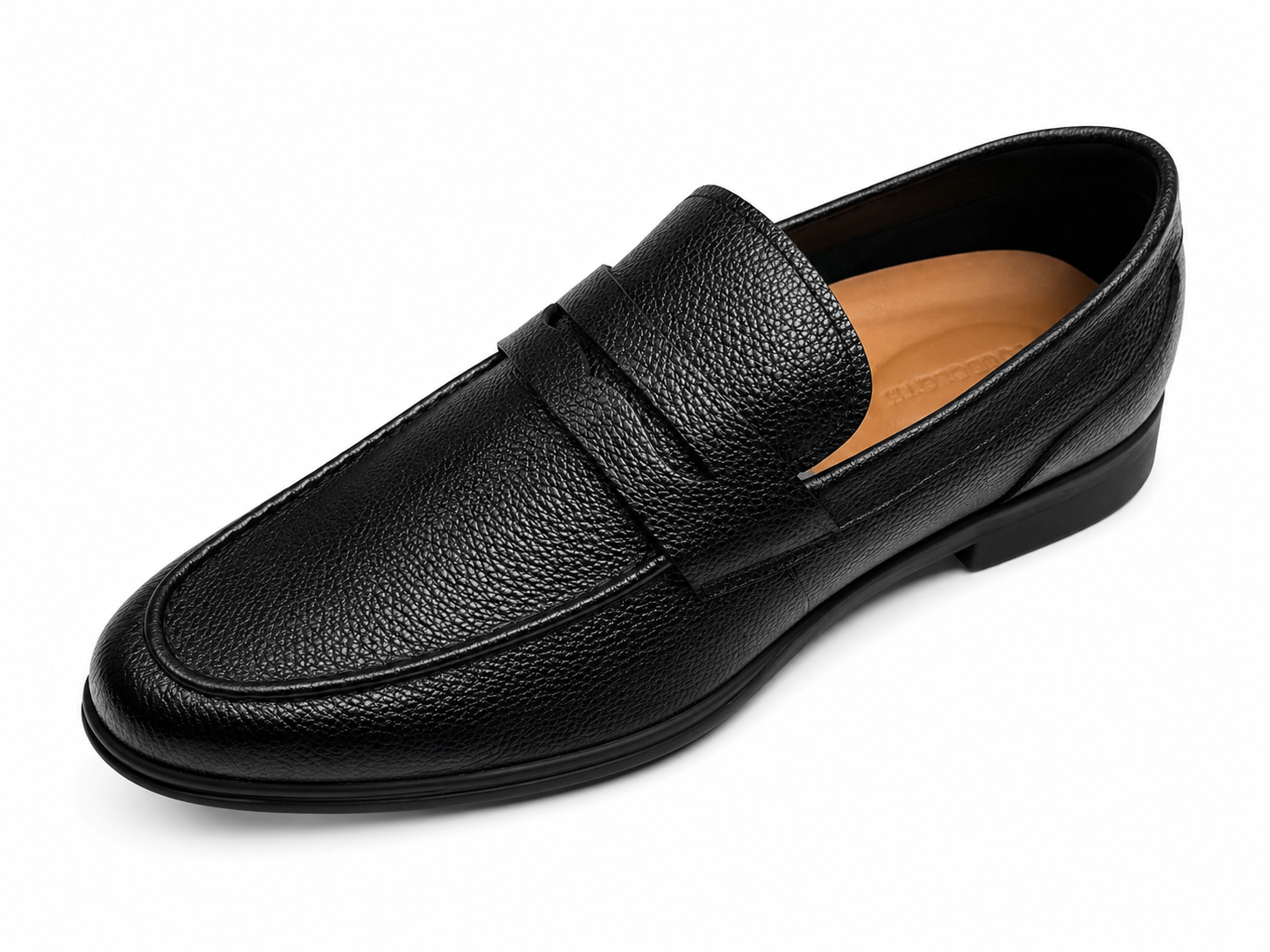 Men's black Pebble-Grain Leather Penny Loafers Shoes