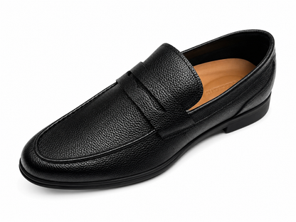 Men's black Pebble-Grain Leather Penny Loafers Shoes