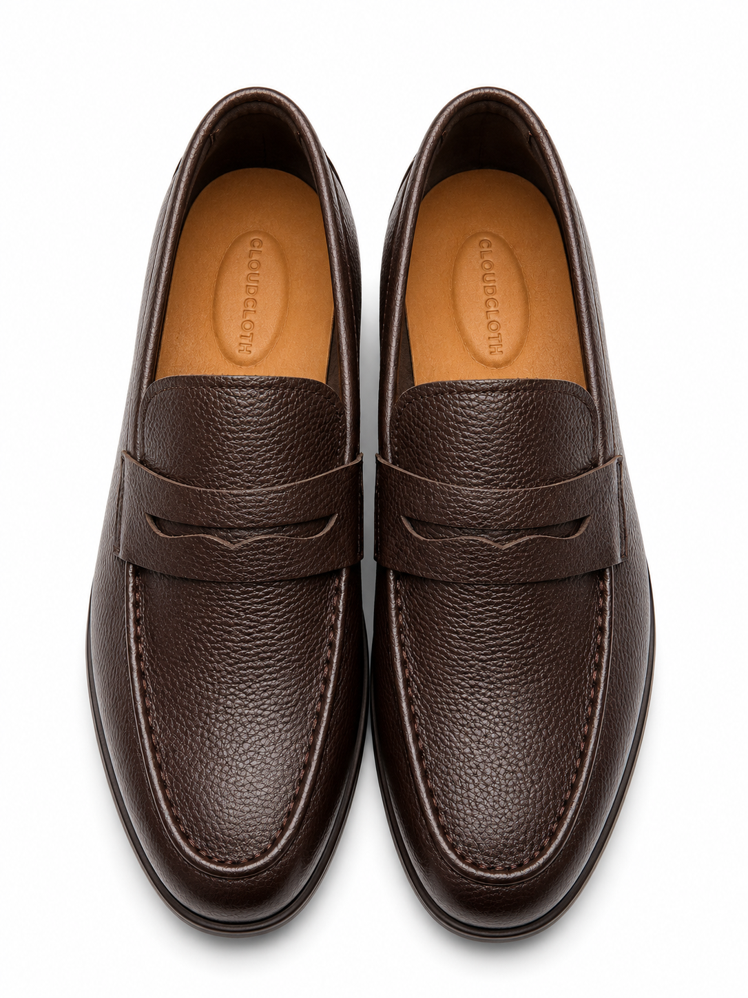 Men's brown Pebble-Grain Leather Penny Loafers Shoes1