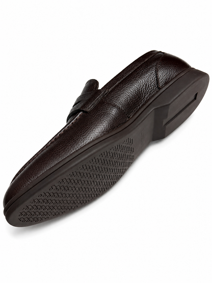 Men's brown Pebble-Grain Leather Penny Loafers Shoes4