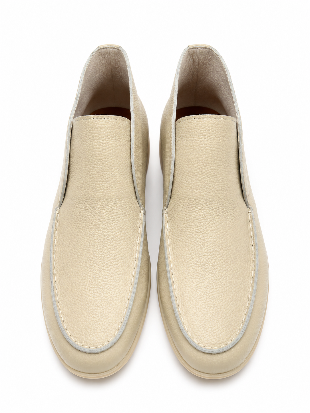 Mens Premium Beige Pebbled Leather Slip1
