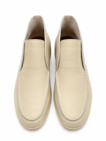 Mens Premium Beige Pebbled Leather Slip1