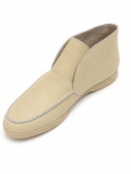Mens Premium Beige Pebbled Leather Slip3