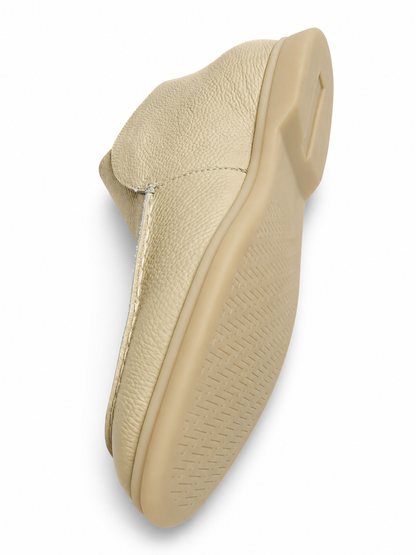 Mens Premium Beige Pebbled Leather Slip4