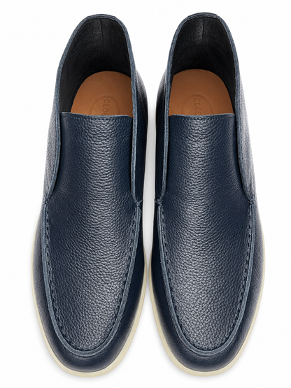 Mens Premium Navy Blue Pebbled Leather Slip2
