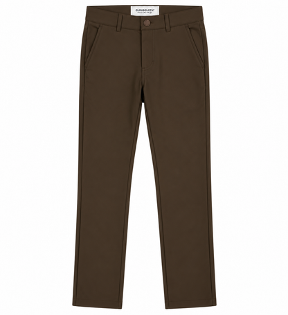 Boys’ Classic 4-Way Stretch Every-Day Pants – Brown
