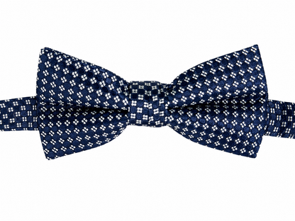 Navy Blue Micro Check Pattern Pre-Tied Bow Tie