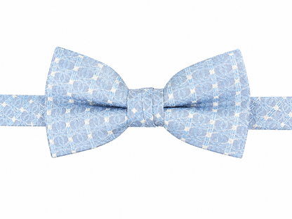 Light Blue Paisley Stripe Pre-Tied Bow Tie