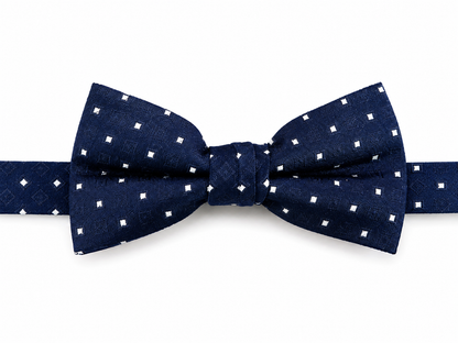 Navy Blue White Dot Pattern Pre-Tied Bow Tie