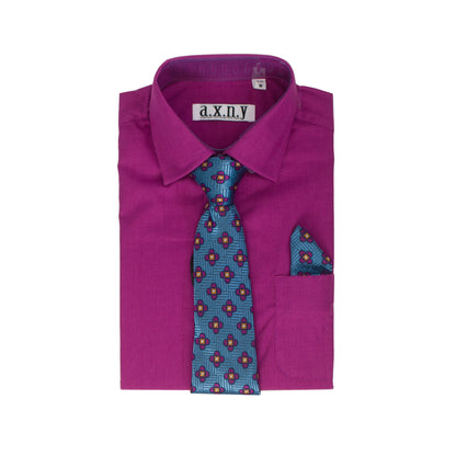 Boys' Raisin Dress Shirt & Patterned Tie Set