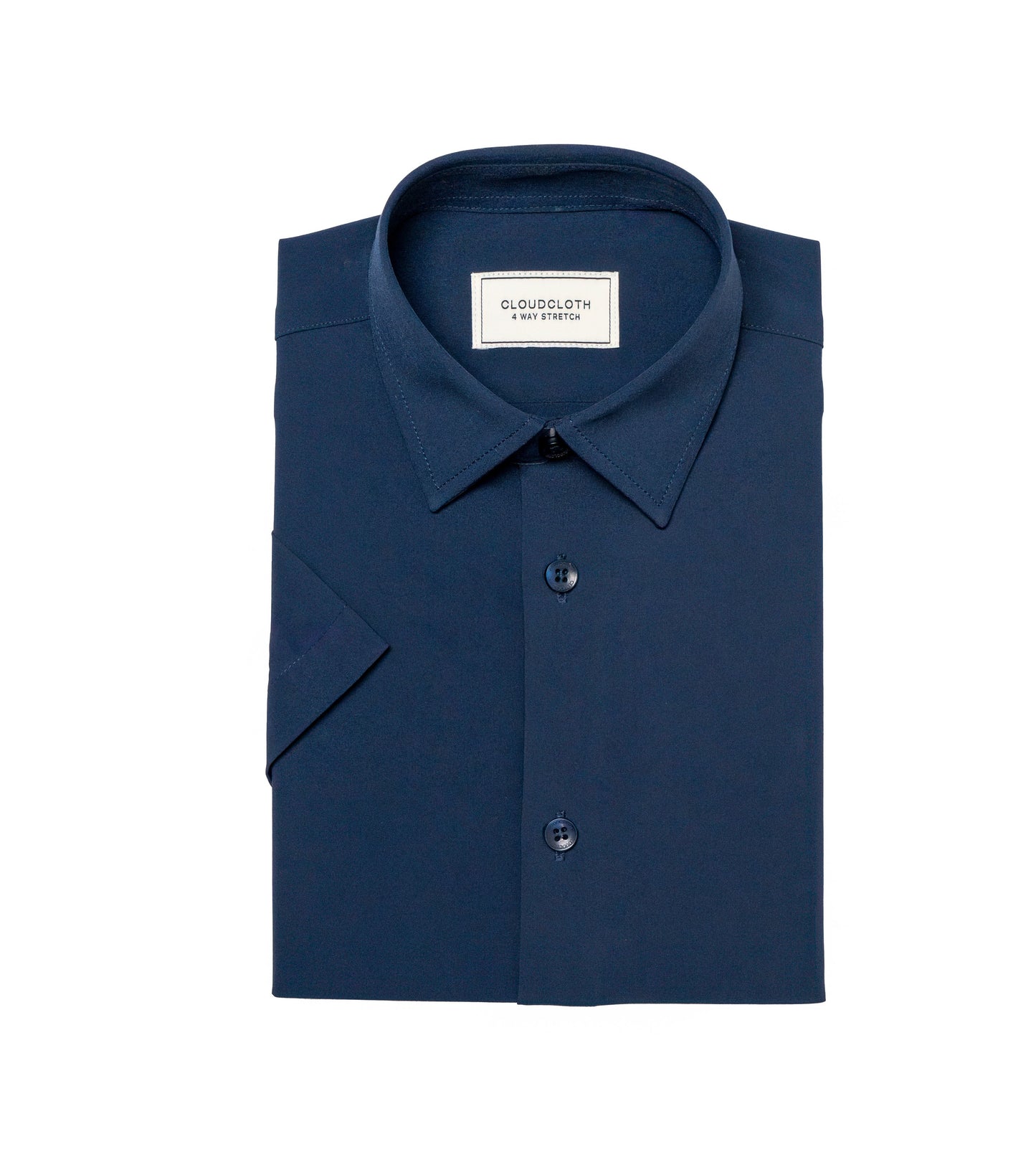Boys Navy 4-Way Stretch Short Sleeve Dress Shirt