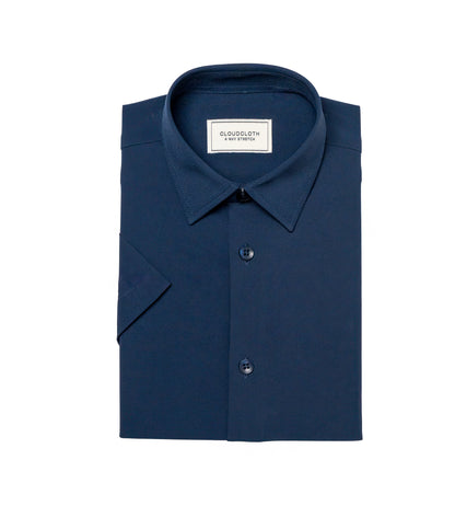 Boys Prospect Navy 4-Way Stretch Short Sleeve Dress Shirt