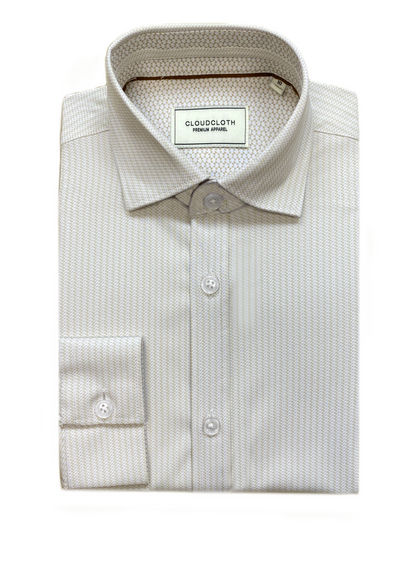Men’s Tan Textured Long Sleeve Dress Shirt