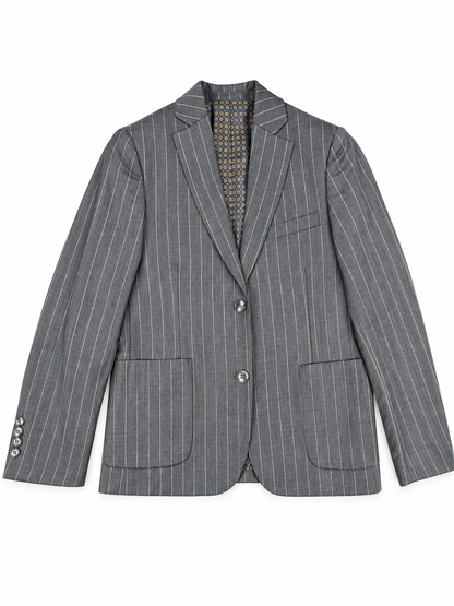 Men's Classic Gray Pinstripe 2-Piece Suit – Tailored Blazer & Dress Pants