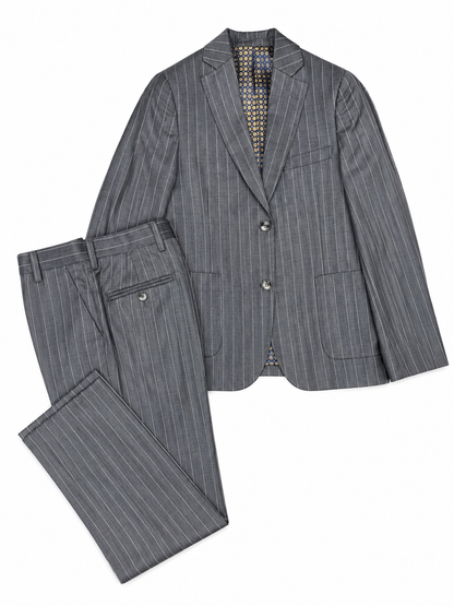 Men's Classic Gray Pinstripe 2-Piece Suit – Tailored Blazer & Dress Pants