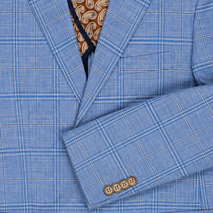 Boy's Sky Blue Windowpane Check Blazer