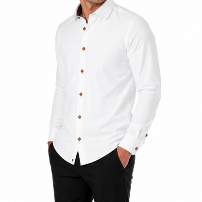 Men's Prospect 4 Way Stretch Contrast Shirt -Brown Contrast