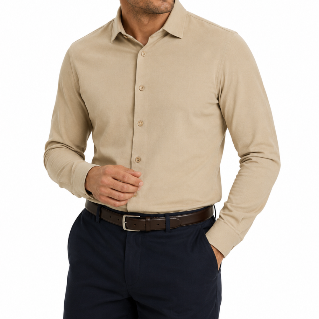 Men’s Premium Soft-Touch Tan-color Dress Shirt