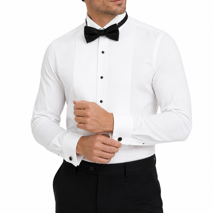Men's Wingtip Tuxedo Shirt with Black Bow Tie