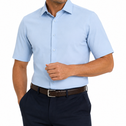 Men's Prospect 4-Way Stretch Short Sleeve Dress Shirt – Light Blue