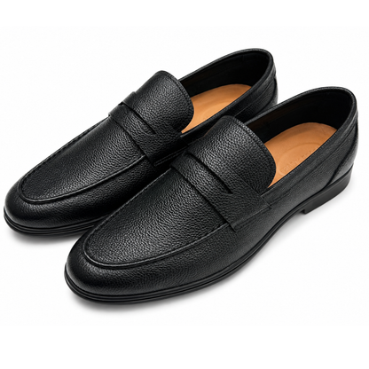 Men's black Pebble-Grain Leather Penny Loafers Shoes