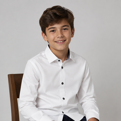 Boys  Prospect 4-Way Stretch Long Sleeve Shirt with Contrast in Black