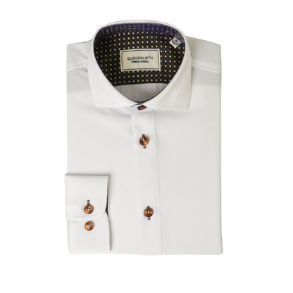 Boys Prospect 4-Way Stretch Long Sleeve Shirt with Contrast in Brown