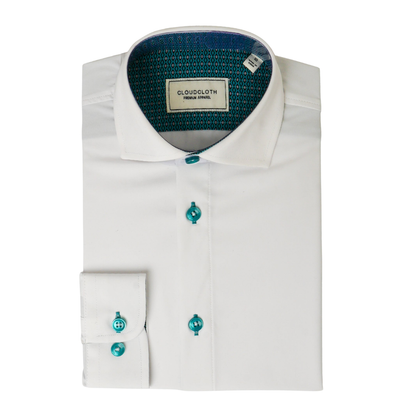 Boys Prospect 4-Way Stretch Shirt with Contrast In Green