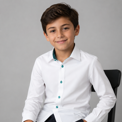 Boys Prospect 4-Way Stretch Shirt with Contrast In Green