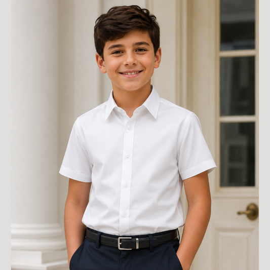 boys white dress shirt Slim Fit Long Sleeve Blue Label dress shirt Boy's Shirts CLOUDCLOTH