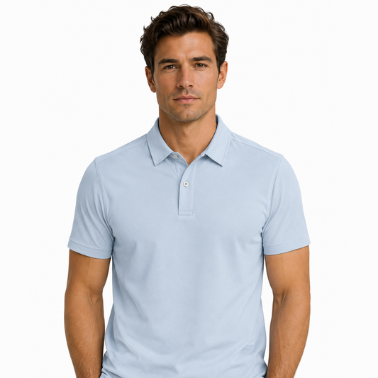 Men's smoother classic Textured Polo Shirt – Light Blue