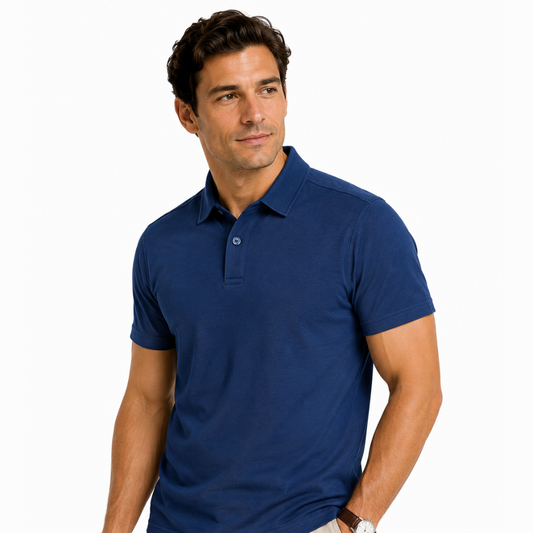 Men's  smoother classic Textured Polo Shirt – Navy