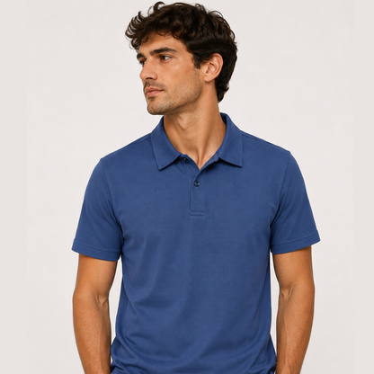 Men's Performance Textured Polo Shirt – Slate Blue