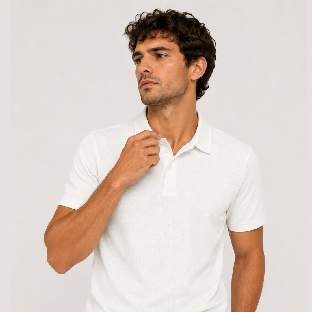 Men's Performance Textured Polo Shirt – White
