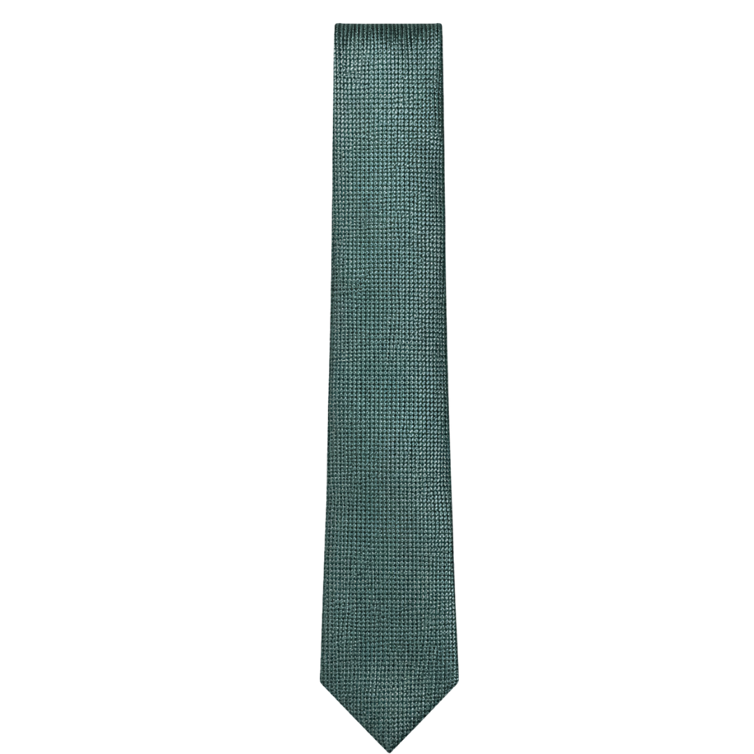 Boys Textured Satin Tie – Deep Teal Green