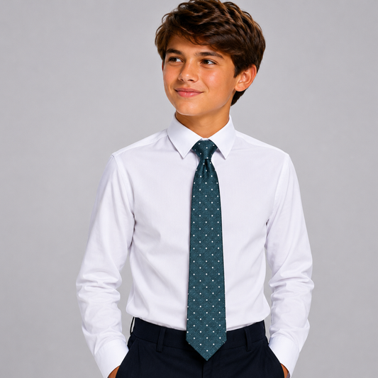Boy's Teal Micro Dot Textured Tie