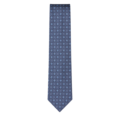 Boy's  Blue Medallion Pattern Silk Tie