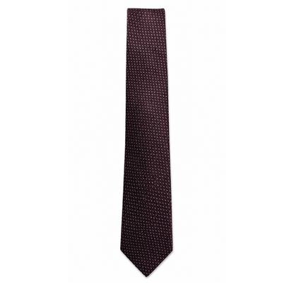 Men’s Wine Color Geometric Pattern Silk Tie